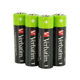 Verbatim Pilas Recargables Premium HR6 AA, 1.2V, 2500mAh, Pack de 4