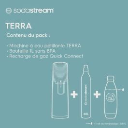 Sodastream Máquina Gasificadora de Agua TERRA Blanca con Cilindro Quick Connect y Botella 1L Lavavajillas