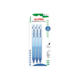 Alpino Bolígrafo Retráctil Click Silencioso con Agarre Antideslizante, Punta 1.0 mm, Tinta Azul - Blíster con 3 Unidades Precio: 1.90000008. SKU: B1H4ZPZNJ3