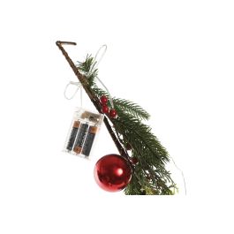 DKD Home Decor Guirnalda de Navidad Tradicional Verde Rojo PVC 150 cm con 40 LEDs y 3 Pilas AA (2 Unidades)