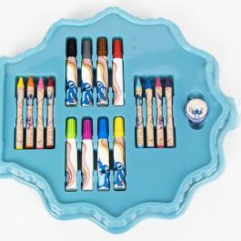 Cerdá Set de Papelería para Colorear y Dibujar Stitch en Caja Azul de 27x27x5 cm - Material de Arte Infantil +3 Años