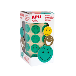 Apli Gomets Autoadhesivo Smile Verde Cara Feliz Rollo 900 Unidades 20mm