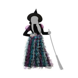Disfraz de Bruja Verde para Niña con Vestido y Sombrero, ideal para Halloween. Tallas 10-12 Años, Fabricado en Poliéster