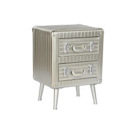 Mesita de Noche Home ESPRIT Plateado Metal Madera MDF 46 x 39 x 63 cm