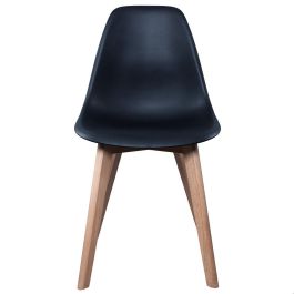 Home Deco Factory Silla STOCKHOLM Escandinava Negra Charles Eames Diseño Tulip Beech Madera Plástico 45.8x51.4x84.6 cm