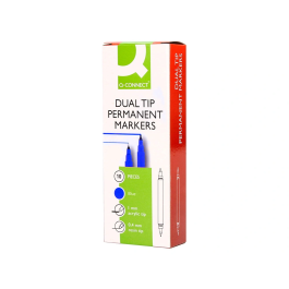 Q-connect Rotulador Permanente Doble Punta Azul 0,4 mm y 1 mm