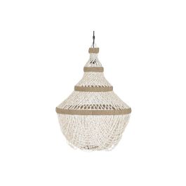 DKD Home Decor Lámpara de Techo Balinesa con Conchas Blanco Roto Natural 50x50x130 cm E27 50W Hecho a Mano