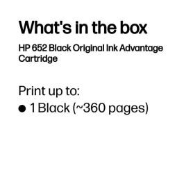 HP 652 Cartucho de Tinta Original Negro Ink Advantage, Diseñado para Resultados Confiables en Documentos Diarios y Fotos HP
