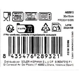 La Mediterranea Fuente Rectangular Albus 30 x 15 cm (18 Unidades)