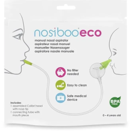 Nosiboo Eco fly Aspirador Nasal Manual para Bebé - Sin Dolor, Eficaz y Fácil de Usar, Compacto y Duradero, sin Filtro