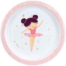 Fun House FUN3524550065748 Vajilla Bailarina: Plato Hondo Ø16 cm, Plato Llano Ø22 cm, Vaso 220 ml y Peluche Musical 40 cm