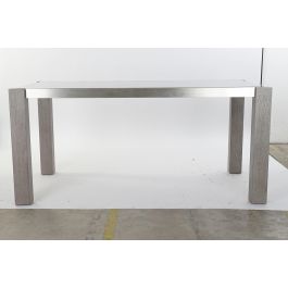DKD Home Decor Mesa de Comedor Moderna Gris de Cristal Templado, Roble y Aluminio, 92 cm Largo x 162 cm Ancho x 74 cm Alto