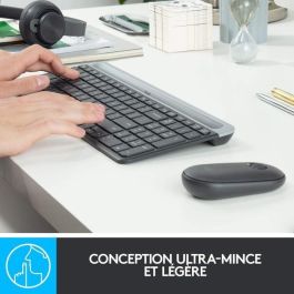 Logitech MK470 Combo Teclado y Ratón Inalámbricos Ultra-Finos y Silenciosos para Trabajo Ultra-Silencioso con Receptor USB 2.4 GHz
