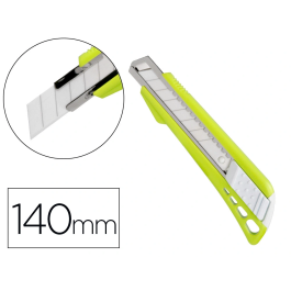 Q-connect Cúter de Plástico Ancho con Guía Metálica y Cuchilla de Cerámica 18 mm xd-43 Blíster 1 Unidad