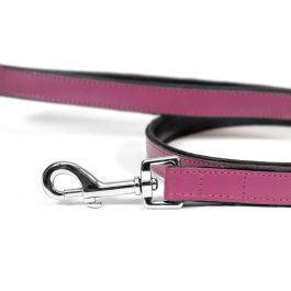 Gloria Correa Piel Auténtica Acolchada para Perro 100 cm x 18 mm, Suave, Mosquetón Robusto Retráctil, 3 Capas, Cosido Reforzado