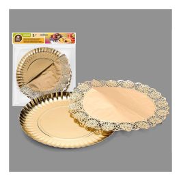 Best Products Bandeja Redonda con Blonda Oro Ø23 cm Cartón