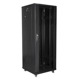 Lanberg FF01-6632-12B Armario Rack de Suelo 32U 600x600x1603 mm Negro con Ruedas y Puertas con Cerradura