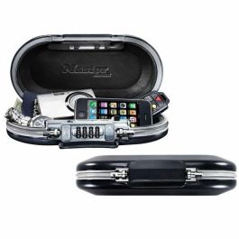 Master Lock Mini caja fuerte portátil de viaje con cable de seguridad integrado, combinación 4 dígitos, ABS resistente, acceso para cables, negro Master Lock Mini caja fuerte portátil de viaje con cable de seguridad integrado, combinación 4 dígitos, ABS resistente, acceso para cables, negro