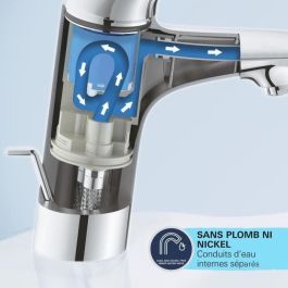 Mezclador monomando de lavabo - GROHE Start - 234552432 - Negro mate - Talla M - Caño mediano - Ahorro de agua - Extraíble y desagüe