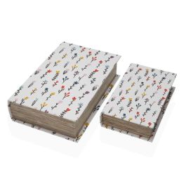 Caja Decorativa Versa Blume Lienzo Madera MDF Libro