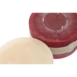 DKD Home Decor Vela Navideña Tradicional Crema Rojo Cera Set de 6 Unidades 15x15x7.5 cm