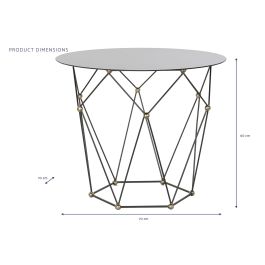 DKD Home Decor Mesita Auxiliar Estilo Loft en Metal y Cristal, Colores Negro y Dorado, Dimensiones 70x70x60 cm (Ancho x Largo x Alto)