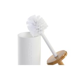 DKD Home Decor Escobillero Básicos de PP y Bambú Blanco y Natural 9x35.5x9 cm