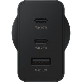 Samsung EP-T6530NBEGEU Cargador de Pared 65W Triple Puerto para Carga Rápida con 2x USB-C y 1x USB-A Negro