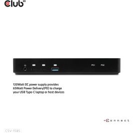 Club3D KVM Switch 4K60Hz 2x USB-C> HDMI/DP/3xUSB/2xUSB-C/LAN Conmutador/Docking Station DisplayPort/HDMI 4K60Hz USB-C Negro