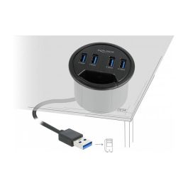 Delock Concentrador USB de escritorio 4 Puertos USB-A 3.2 Gen 1, SuperSpeed 5 Gbps, 1.5 m, Negro