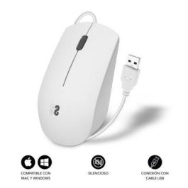SUBBLIM Raton Business Silencioso con cable USB 1200 DPI Blanco