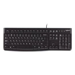 Logitech K120 Teclado USB con Cable, Diseño Duradero para Uso Escolar/Oficina, Teclas Resistentes a Limpieza y Desinfección, Caracteres Claros