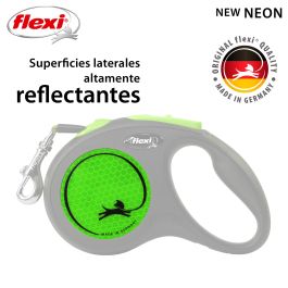 Flexi Correa New Neon S de Cinta 5M Verde Neón Reflectante para Perros: Alta Visibilidad en Todas las Condiciones