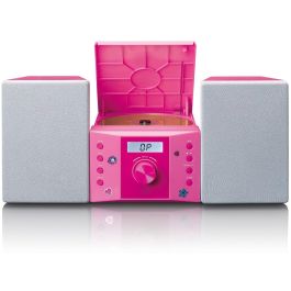 Lenco MC-013 Radio FM Digital con Reproductor CD, MP3 y Entrada Auxiliar Rosa para Mesa