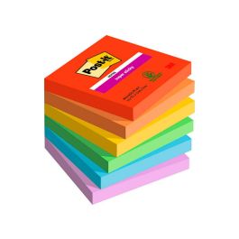 Bloc De Notas Adhesivas Quita Y Pon Post-It Super Sticky Playful 76x76 mm 90 Hojas 100% Pefc Pack De 6 Unidades