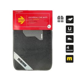 Set Completo De 4 Piezas Alfombras Momo 012 Universales Negro-Blanco MOMLCM012BW