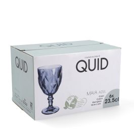 Quid Copa Maia de Vidrio con Relieve Azul 23,5 cL (Pack de 6 Unidades) Apta Lavavajillas y Frigorífico