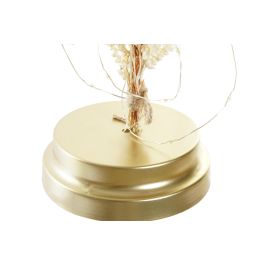 DKD Home Decor Decoración Luminosa Boho Luz LED de Cristal con Flor Seca Dorado Natural 12x22x12 cm