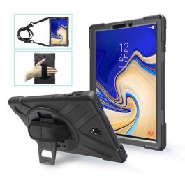 eSTUFF Funda Defender para Galaxy Tab A 10.5 AUSTIN Negra a prueba de golpes, diseño de tres capas, con correa de mano y hombro