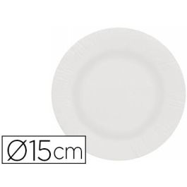 Plato de Papel Reciclable Blanco 15 cm, Paquete de 100 Unidades - Apto para Alimentos Secos, Húmedos, Grasos, Acuosos y Ácidos, Uso Único