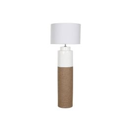 DKD Home Decor Lámpara Pie Scandi Blanco Marrón Cerámica Lino 50 x 139.5 x 50 cm