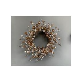 DKD Home Decor Corona de Navidad Tradicional Colores Surtidos Poliéster Metal 40 cm Diámetro Decoración Navideña (Pack 2 Unidades)