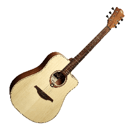 LAG Tramonatne 70 Guitarra Acústica Dreadnought Cutaway Natural Tapa de Abeto Engelmann Macizo Fondo y Aros de Caoba