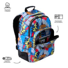 Totto Mochila Rayol Lazel MA04ECO002-2416N-6YB, Escolar, 33x44x13.5 cm, 19.6L, Lona RPET, Estampado