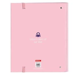 Benetton Carpeta 4 Anillas "Vichy" Recambiable 27x32x3,5cm Poliéster Rosa Claro