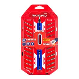 Workpro Kit Destornillador Precisión Recargable USB 3.6V Li-ion 26 Piezas