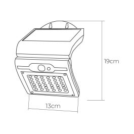 Aplique solar 2w 220lm 6.500k con sensor color negro