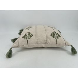 DKD Home Decor Cojín Boho de Algodón Natural y Verde 45 x 45 cm (2 Unidades)