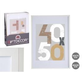 Giftdecor Portafoto Pared Madera Paspartu 40x50 cm Blanco - MDF y PS (6 Unidades)