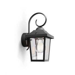 Philips Aplique Exterior Buzzard E27 60W Negro Aluminio IP44 Luz Hacia Abajo Pared